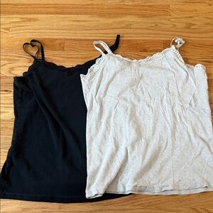 Faded Glory Black and Cream Lace Ribbed Camisole Bundle (XXL)